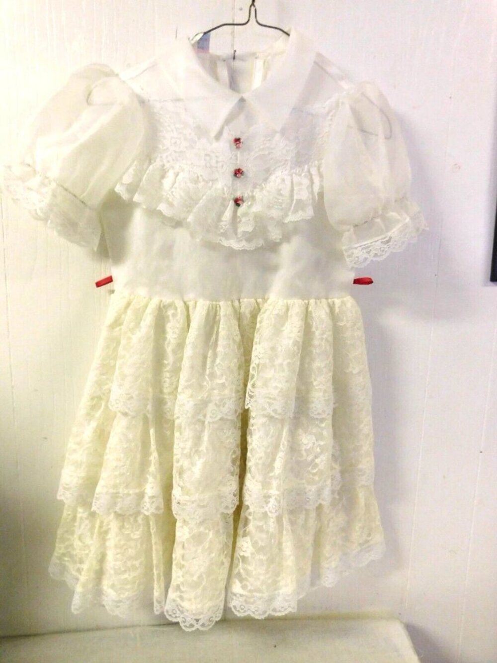 Vintage Merry Girl Party Dress – Size 8 – USA Made – Layered Lace